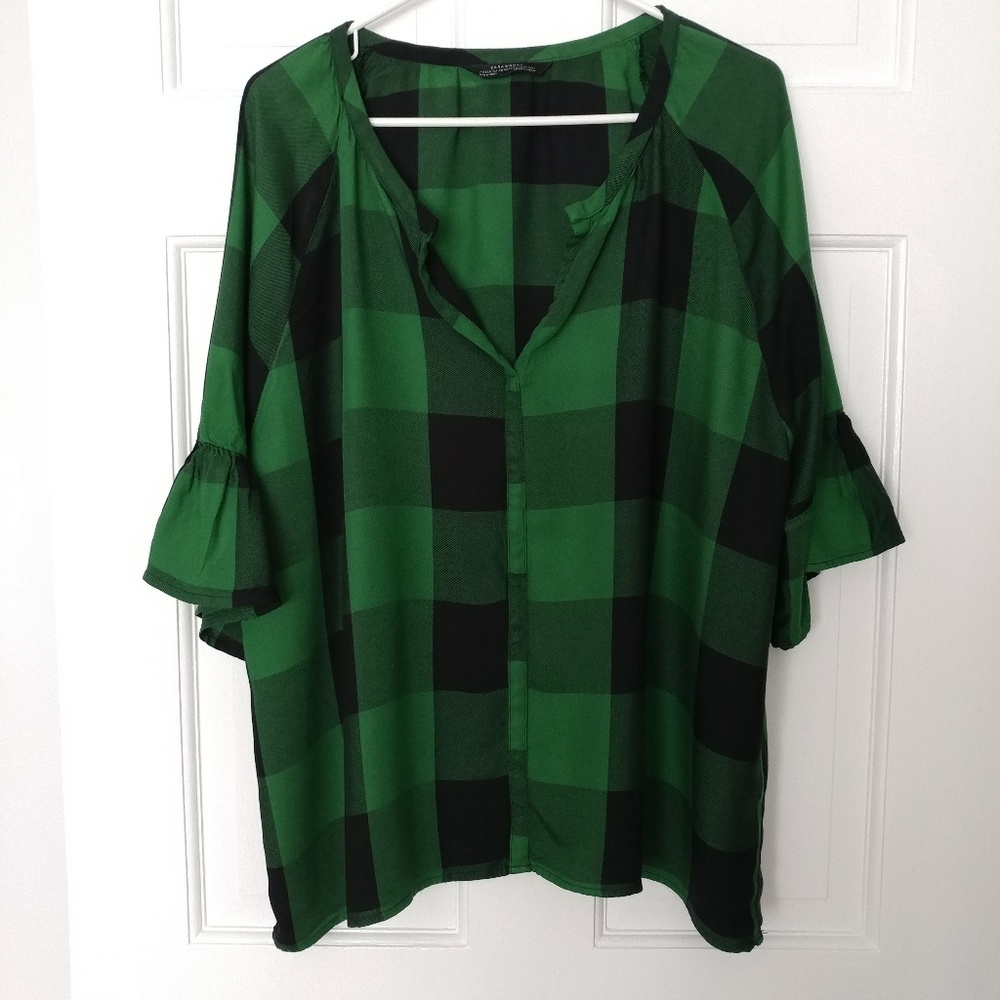 Zara Woman Buffalo Check Oversize Top M: Like New!